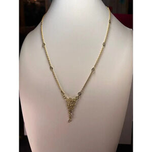 Polki diamond station necklace in vermeil gold over sterling silver